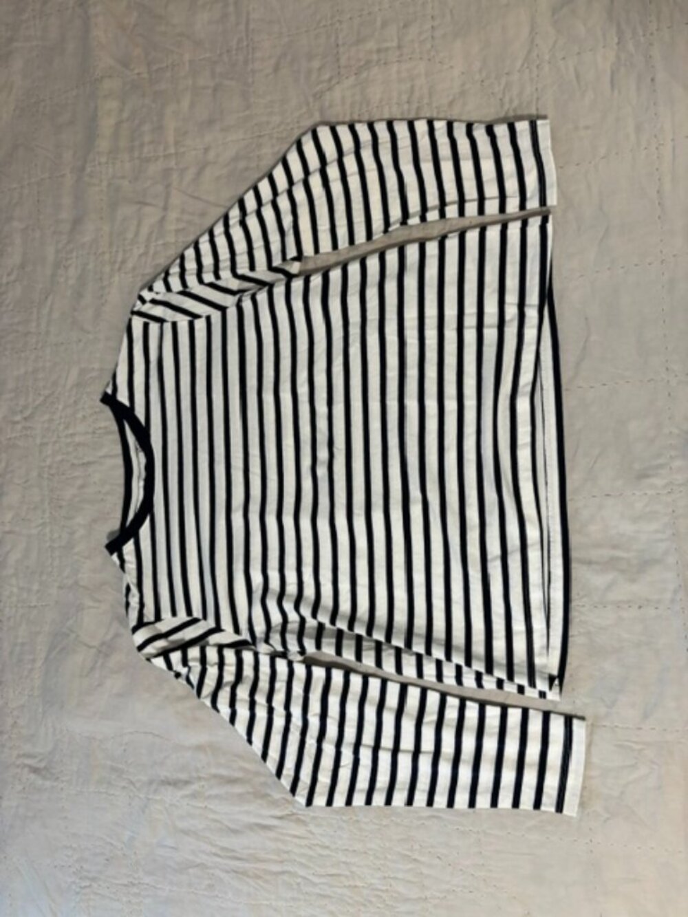 ICHI women's size L navy and cream long sleeve striped t shirt